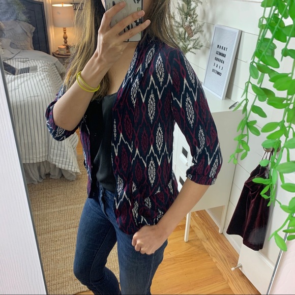 ❌SOLD❌ Aztec Print Navy Fitted Blazer Jacket F21 - Picture 3 of 8